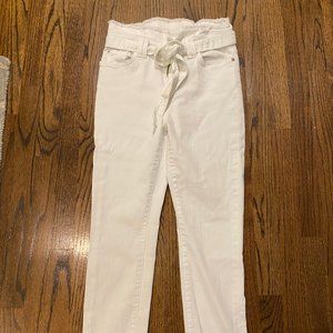 Women's White Seven Paperbag Jeans, Size 28